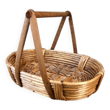 Wicker, bamboo and wood basket