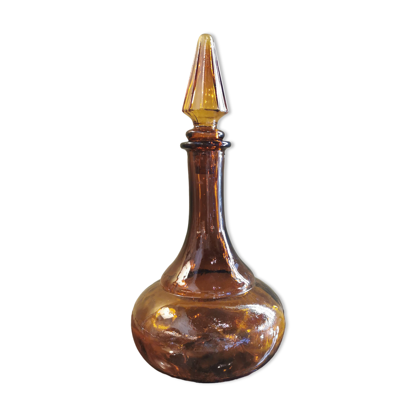 Carafe vintage ronde couleur ambre