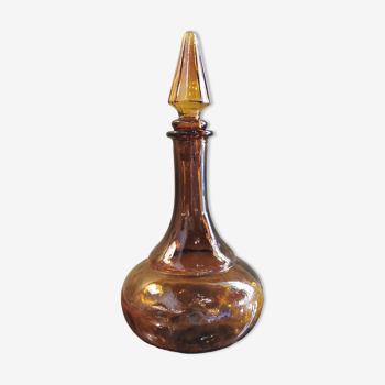 Vintage round amber carafe