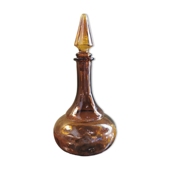 Vintage round amber carafe