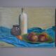 Tableau acrylique sur toile contemporaine nature morte décoration campagne