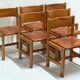 Set of 6 Maison Regain Chairs - Solid Elm and Fawn Leather - Circa 70