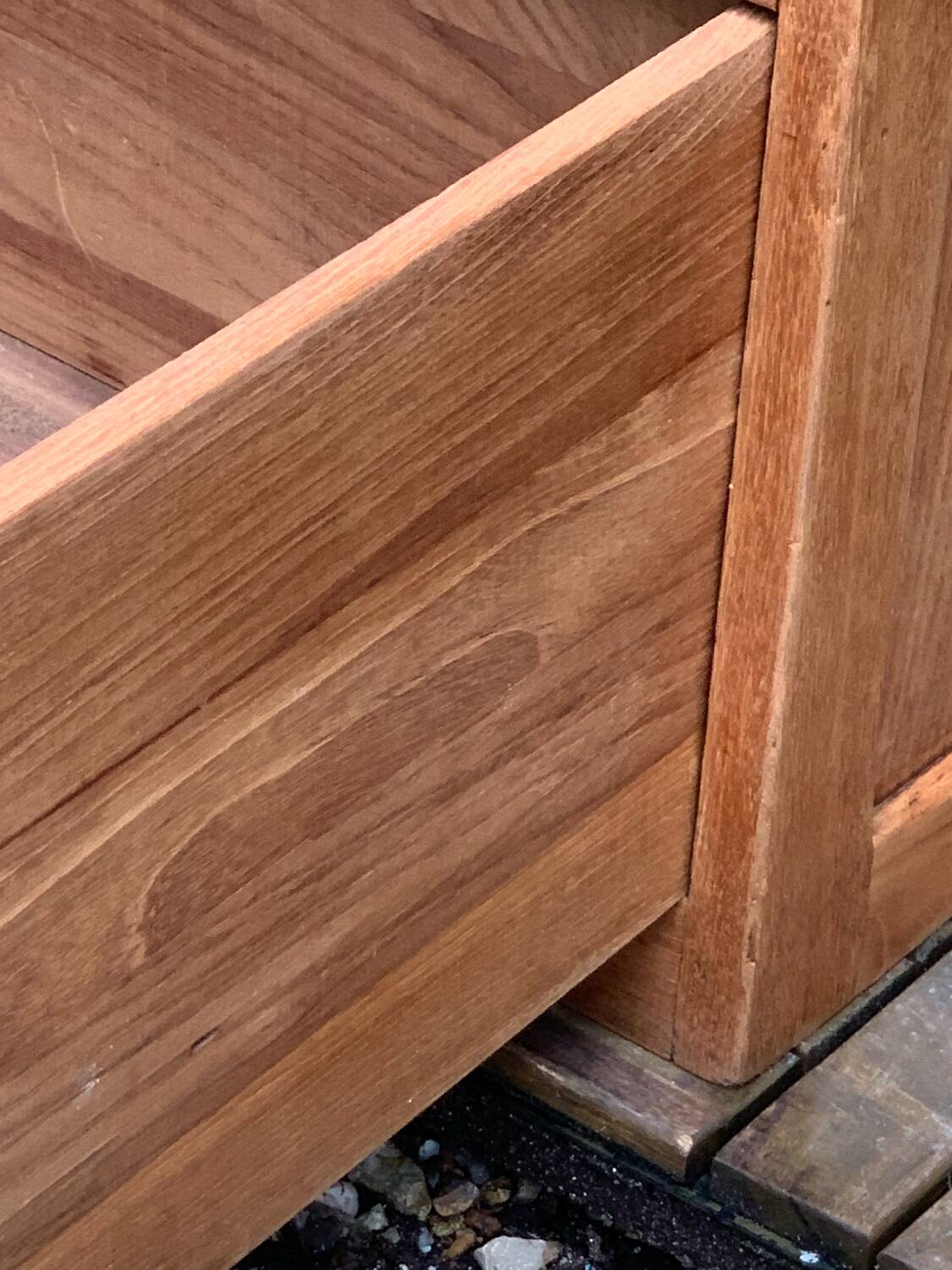 Vintage chest of drawers in solid raw wood from 1950