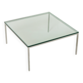 Table basse moderne en chrome et en verre trempé épais, Allemagne, années 1980.