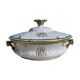 Soup tureen, vegetable dish in fine Limoges porcelain Monograms PJC gold