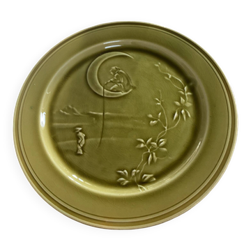 Flat plate in majolica HB Choisy le Roi