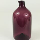 Glass vase signed Purple Timo Sarpaneva Pullo Bird Bottle, Iittala, Finland.