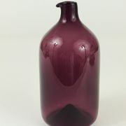 Glass vase signed Purple Timo Sarpaneva Pullo Bird Bottle, Iittala, Finland.