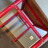 School desk in oak and red metal 1960