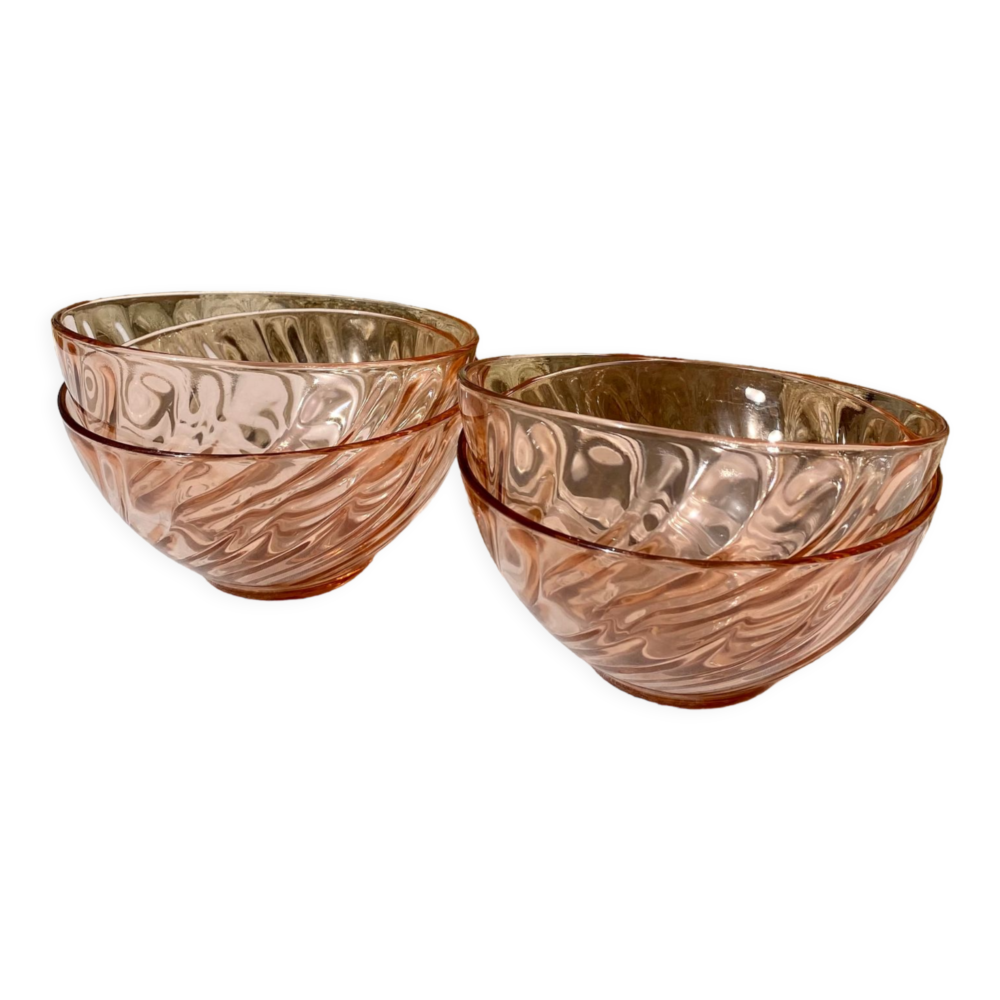 Pink Arcoroc bowls/cups
