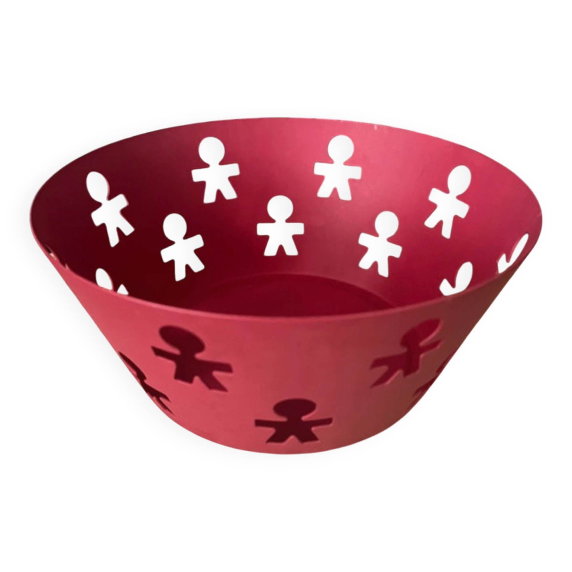 Rose metal catch-all with character inclusions by A di Alessi, 9cm high x 21.5cm diameter.