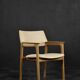 Chaise de direction vintage scandinave moderne en chêne et tissu alcantara, années 1960