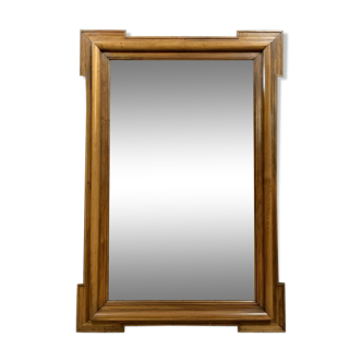 Walnut mirror with resequered cut-out corners - 125x86cm