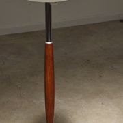 Modernist floor lamp in teak, chrome metal, opaline, Czechoslovakia 60s