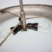 Large Art Deco Copper UFO Hanging Lamp, Czechoslovakia, 1930s