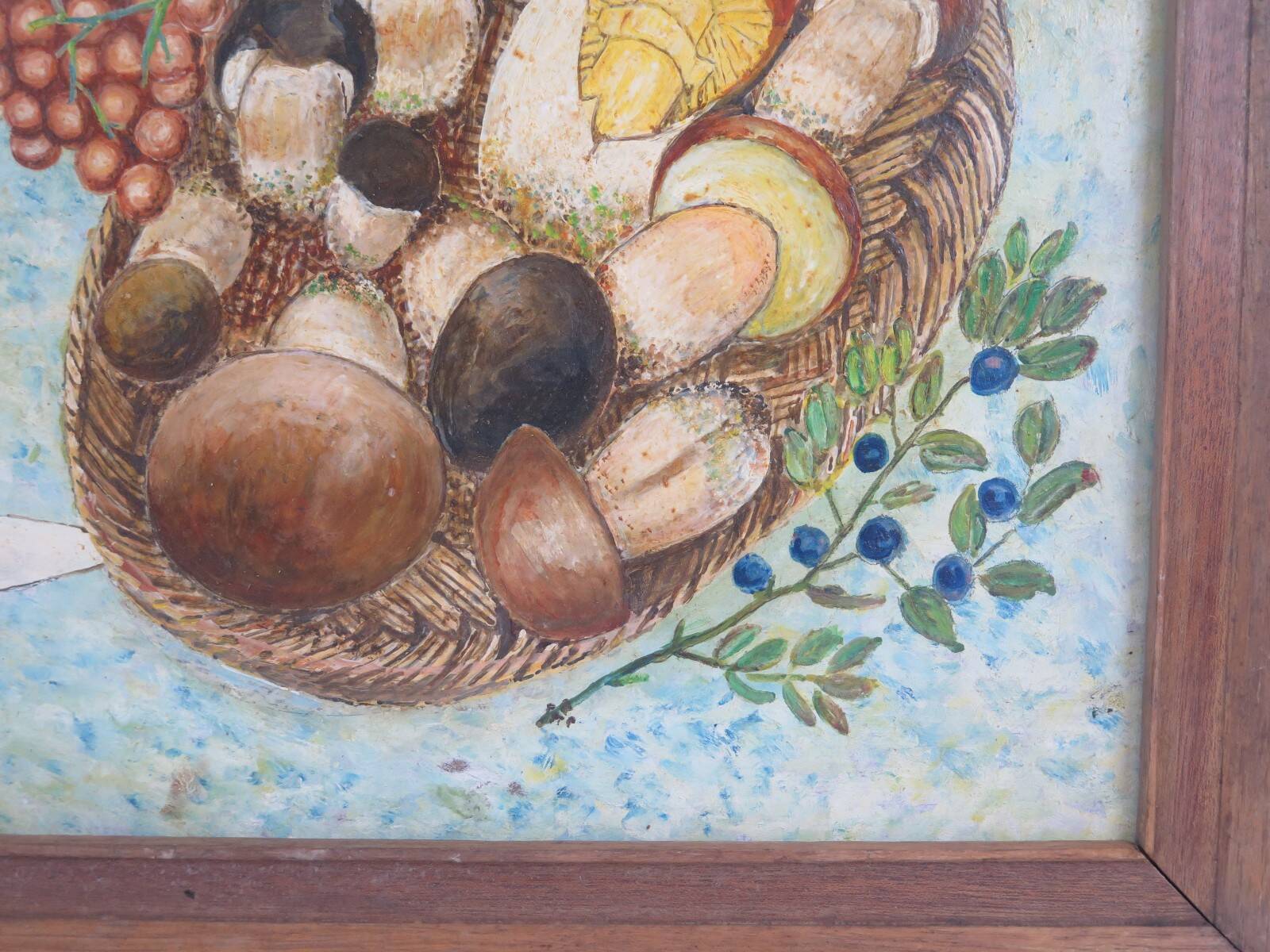 Oil painting still life signed and dated, painted on board with frame B8