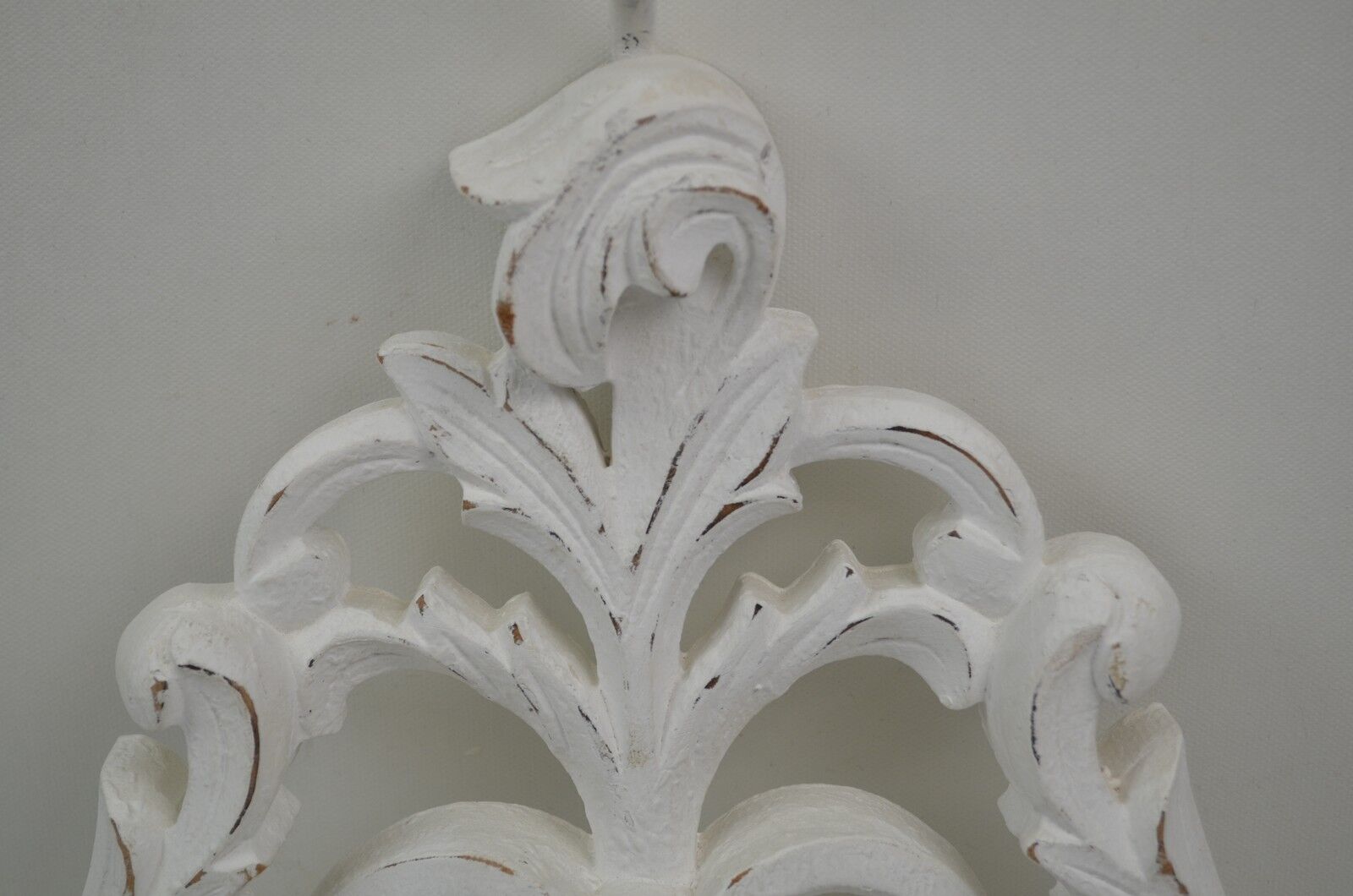 Pair of white patinated wood wall lamps