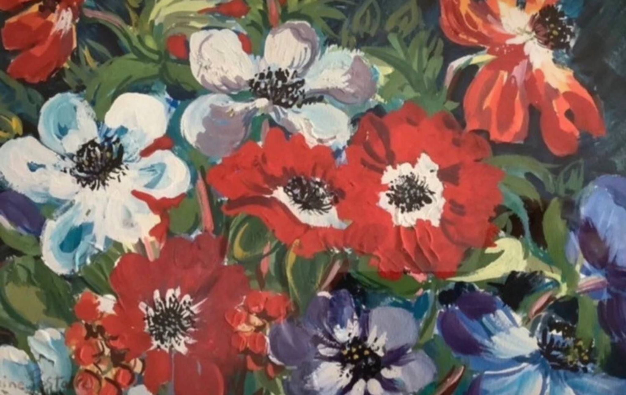 Peinture encadrée "Anémones"
