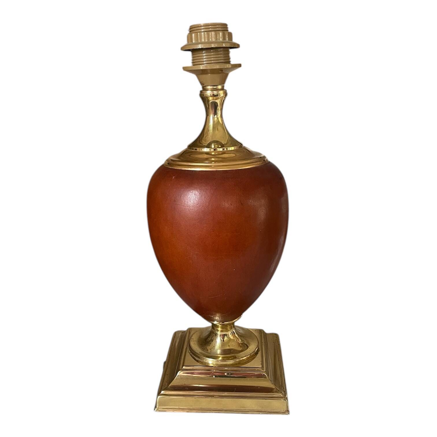 Lampe Le Dauphin vintage, cuir et métal doré