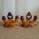 Pair of double barbotine candlesticks - vintage