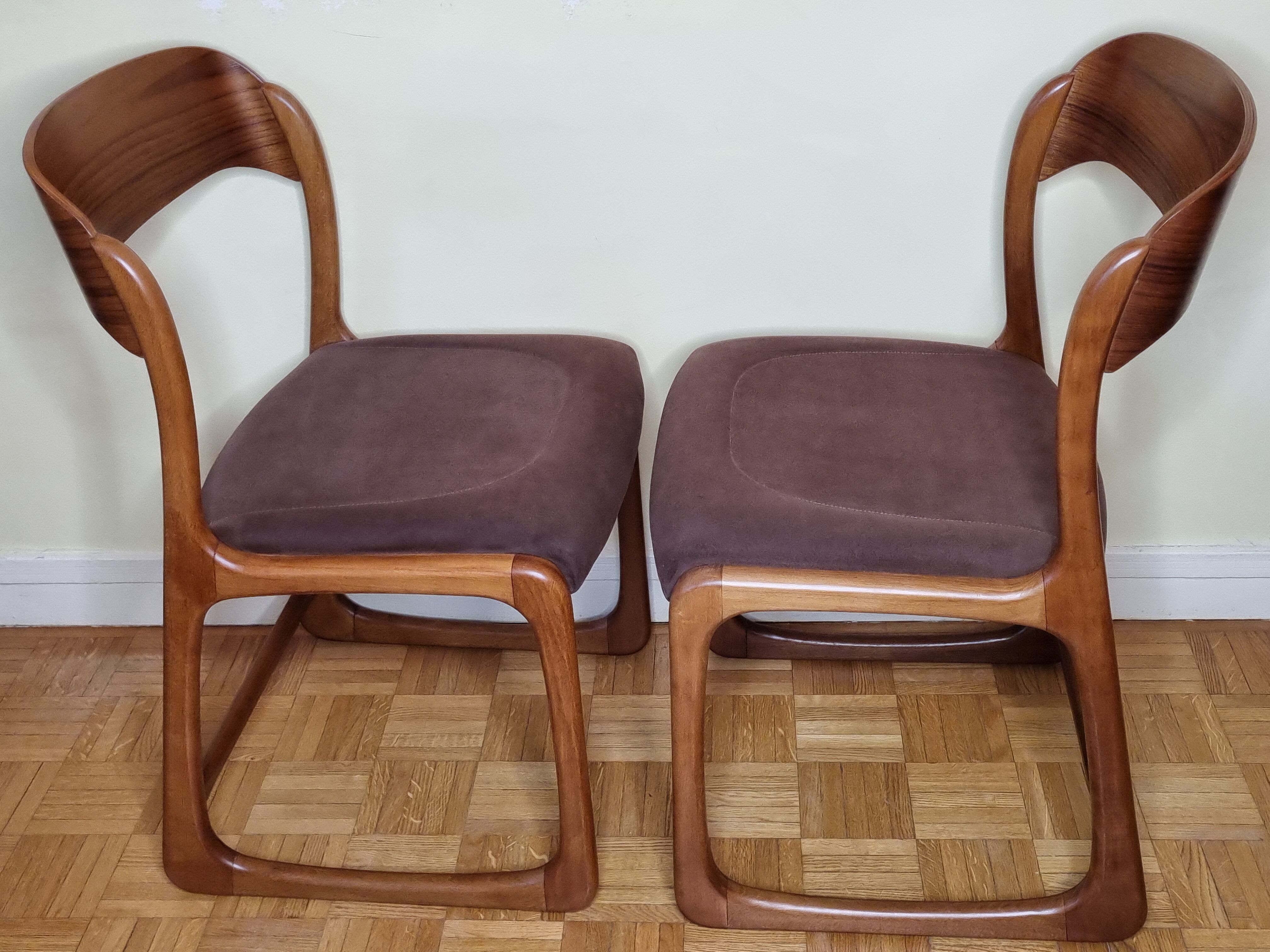 Pair of Baumann chairs model "sled" 1960