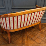 Blond mahogany sofa XXth décor gooseneck with butts