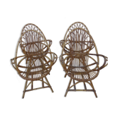 4 armchairs in vintage rattan year 50 60