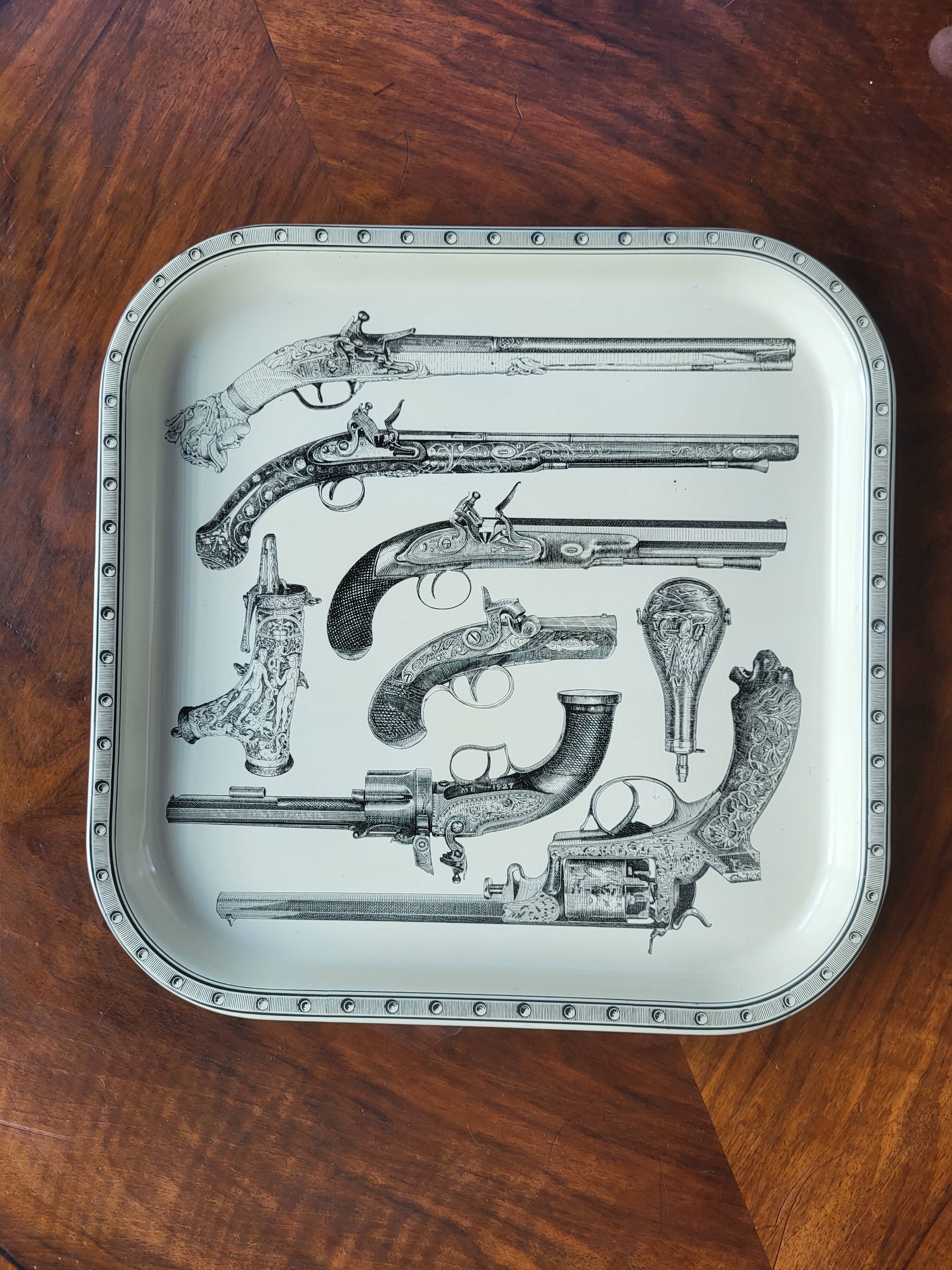 Plateau de service en métal, Piero Fornasetti, Italie, 1960