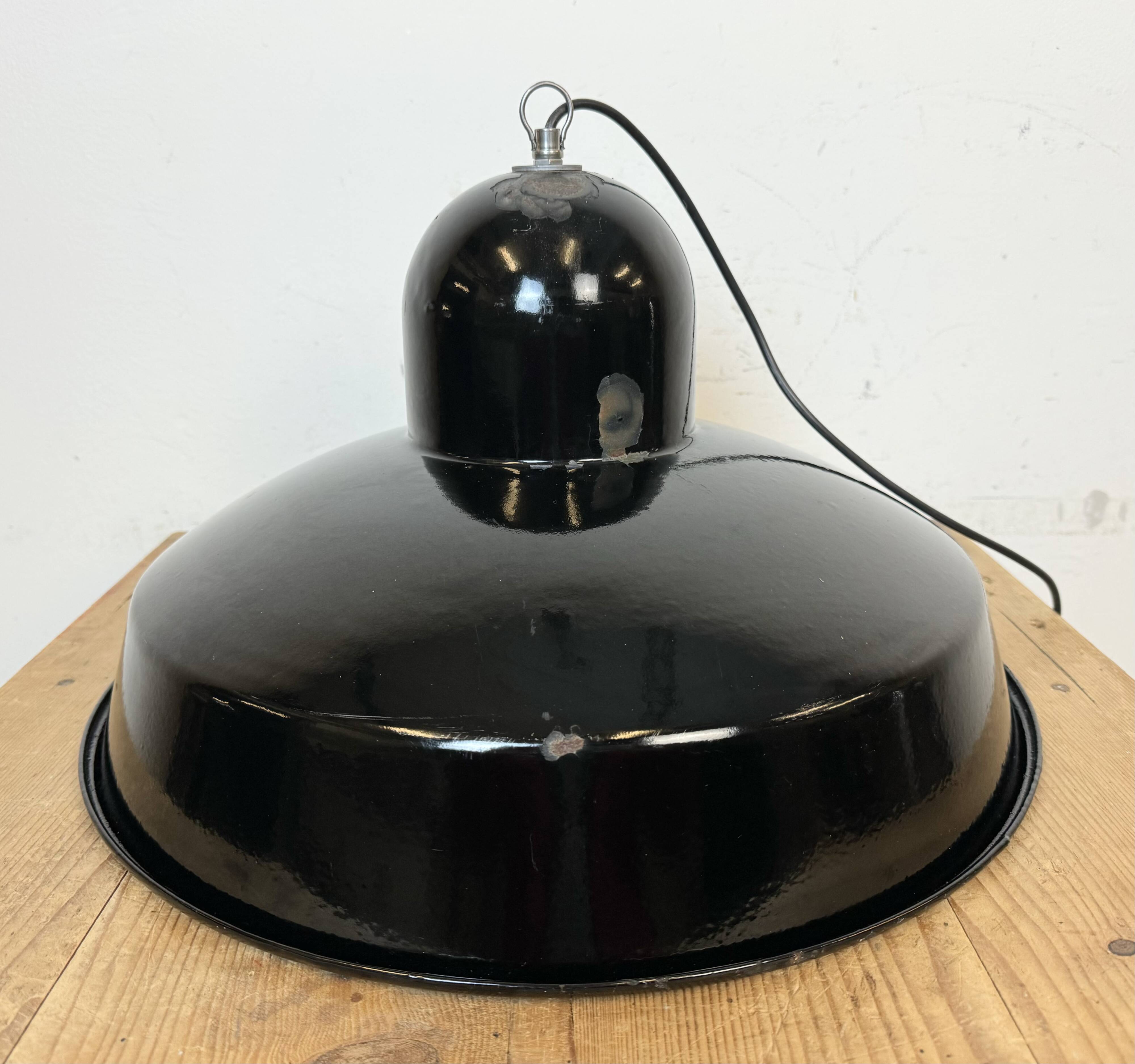 Industrial Black Enamel Factory Pendant Lamp, 1960s