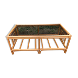 Vintage rattan and smoked glass coffee table