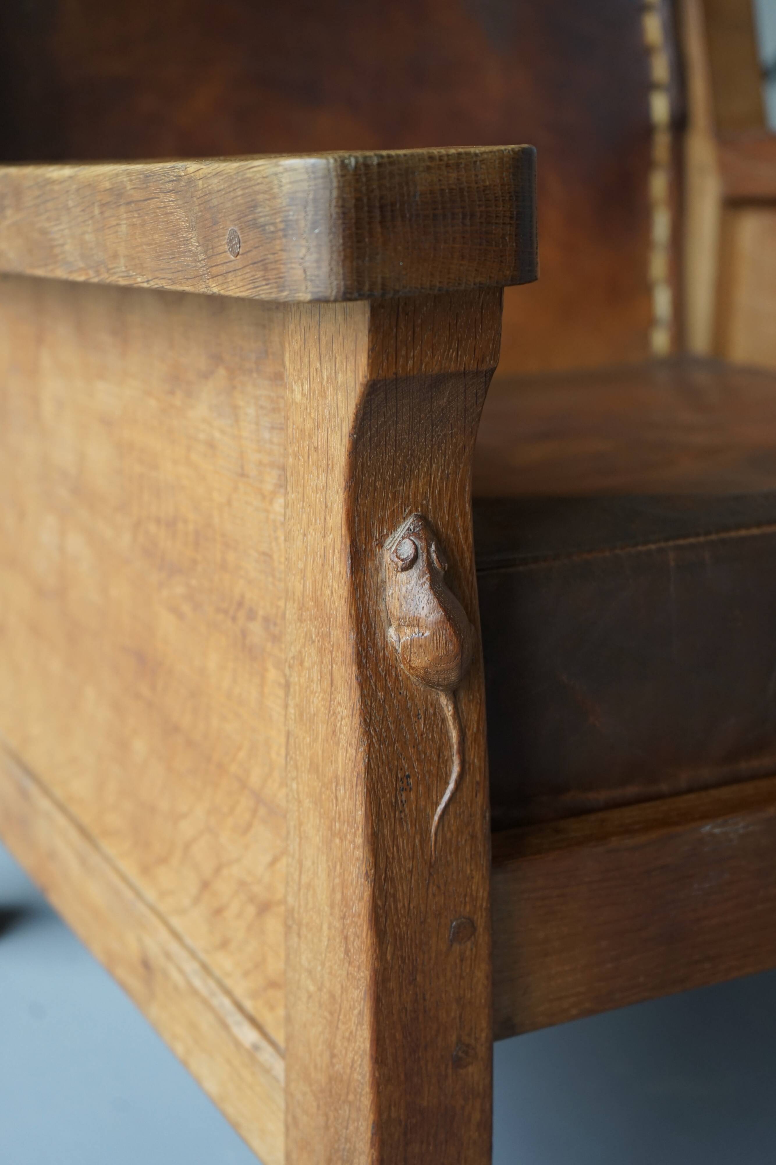 Oak Armchair by Robert Mouseman Thompson, 1940s