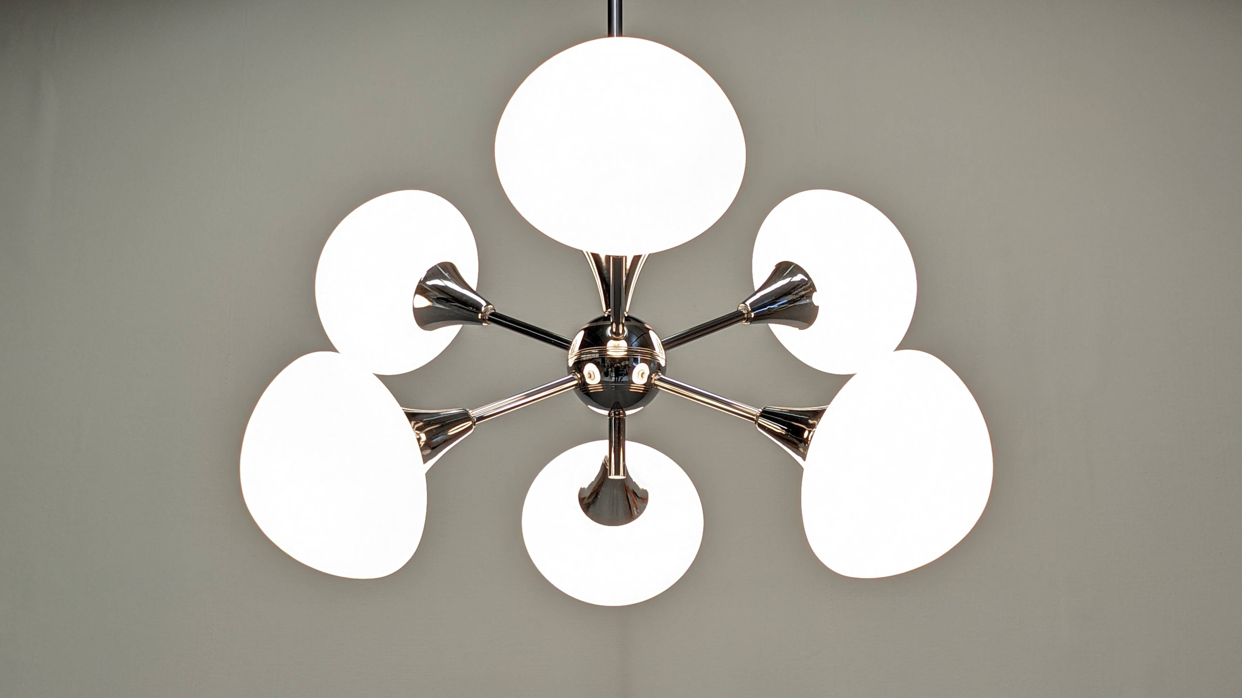 Space Age Sputnik chandelier with 6 lights, 50s-60s