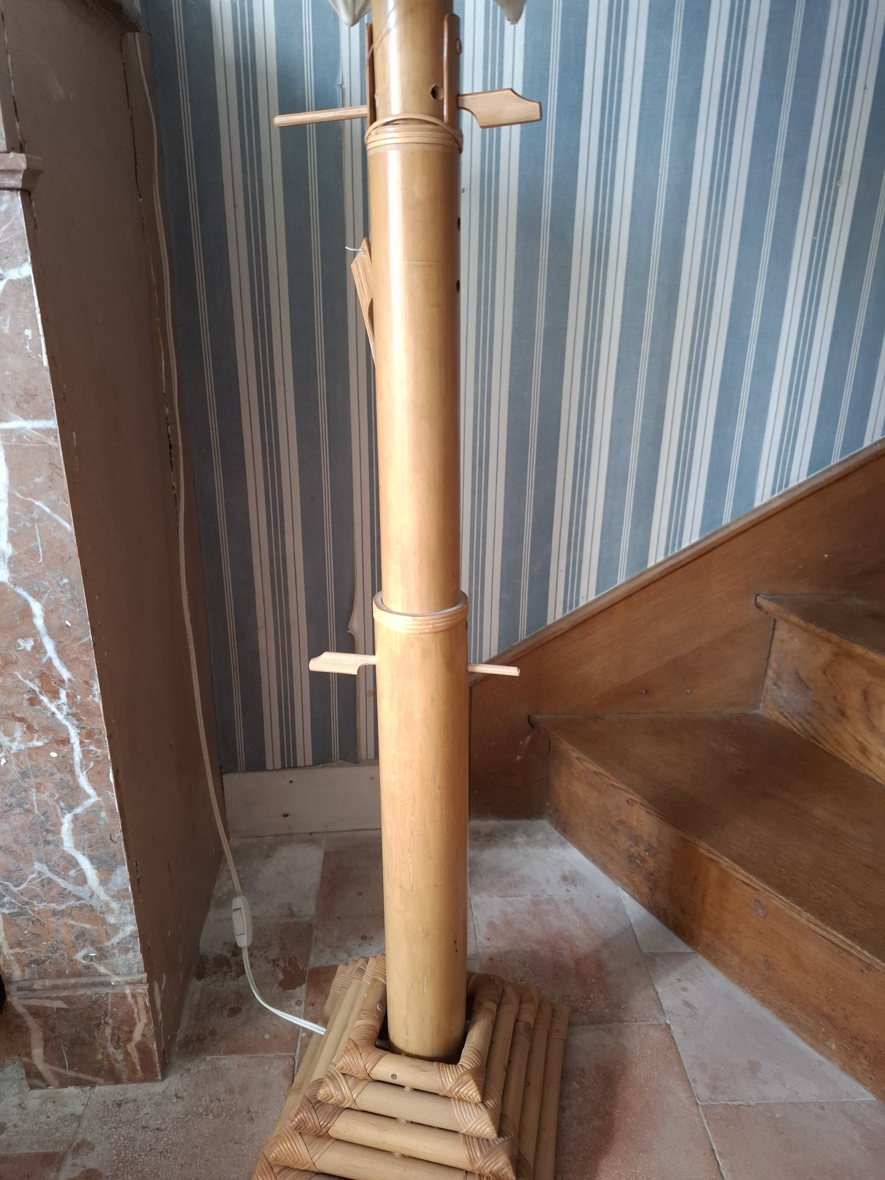 Vintage 70's adjustable bamboo floor lamp