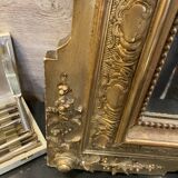 Old Napoleon 3 gilded stucco wood mirror, large model