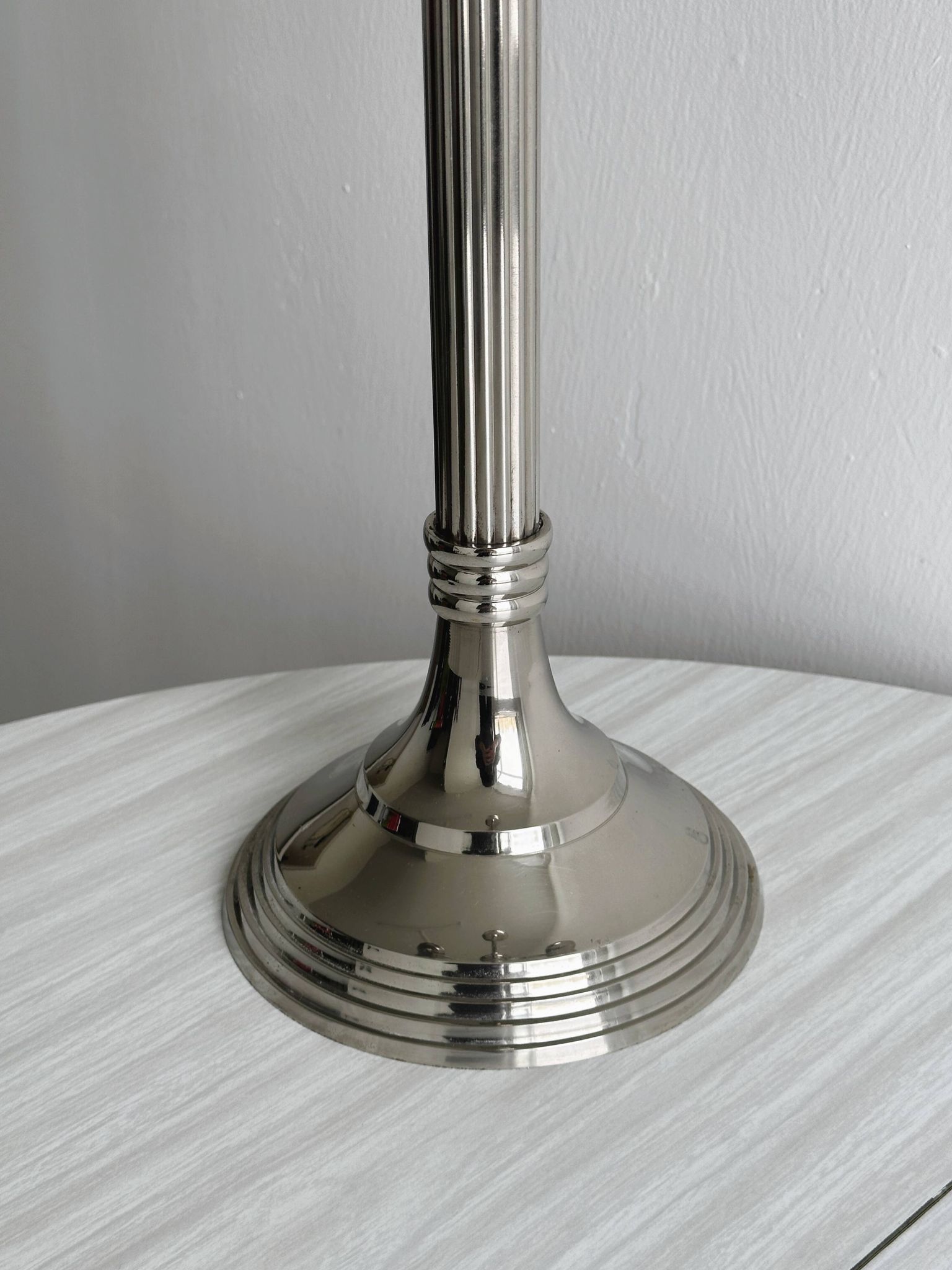 Large 5-arm candlestick in shiny silver metal