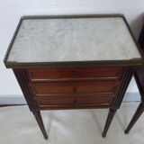 Old pair bedside table style Louis XVI mahogany marble