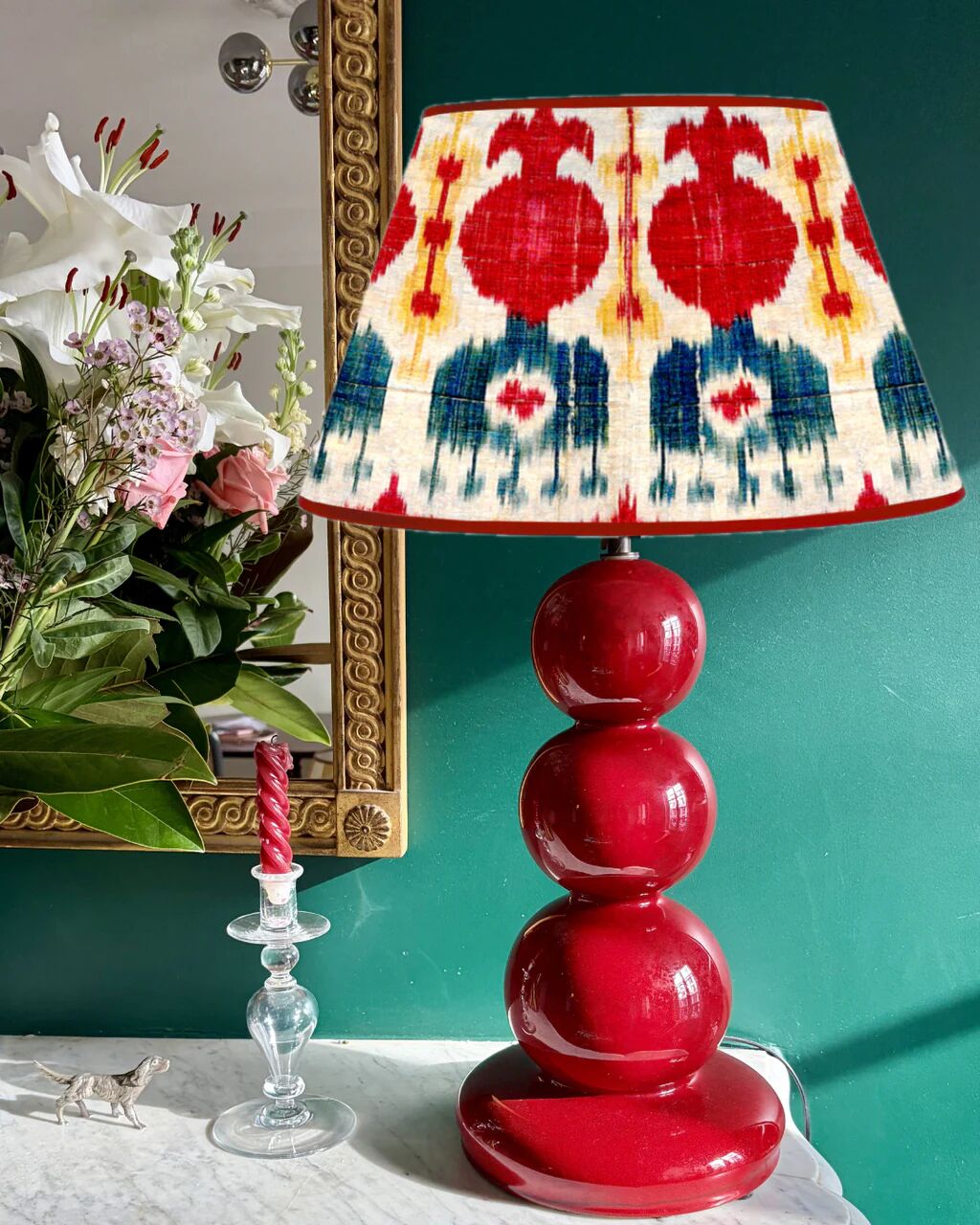 Red ceramic lamp base