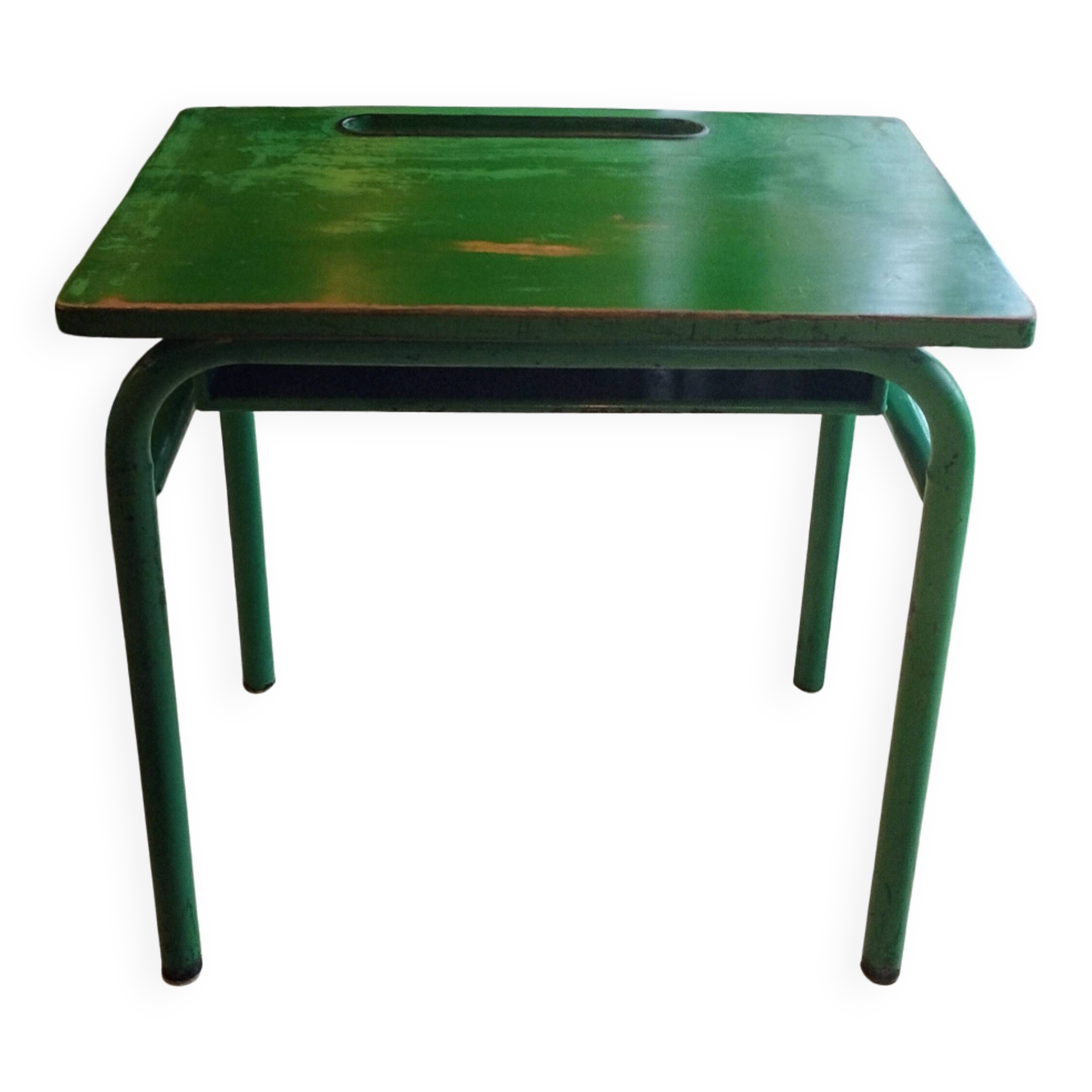 Bureau d'écolier des années 1960 sur peinture verte d'origine