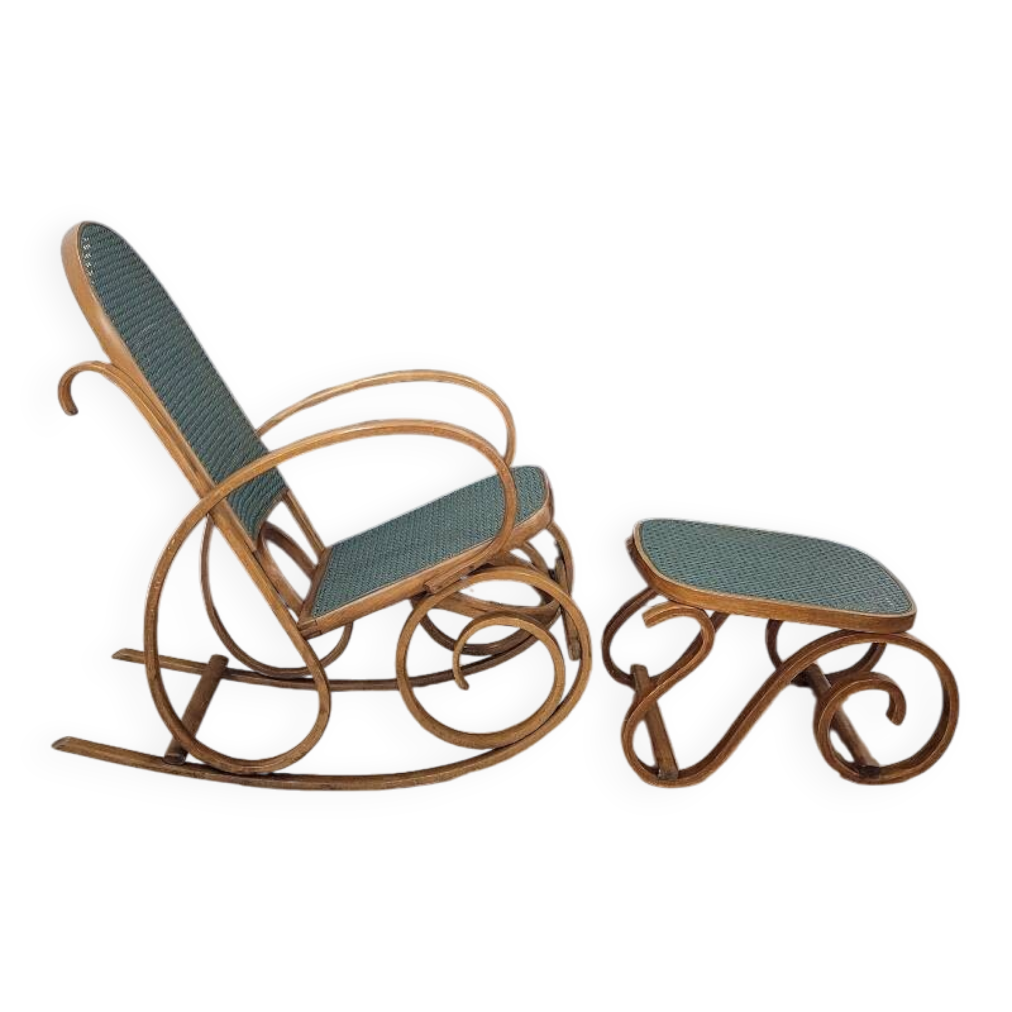 Rocking-chair en bois courbé et cannage
