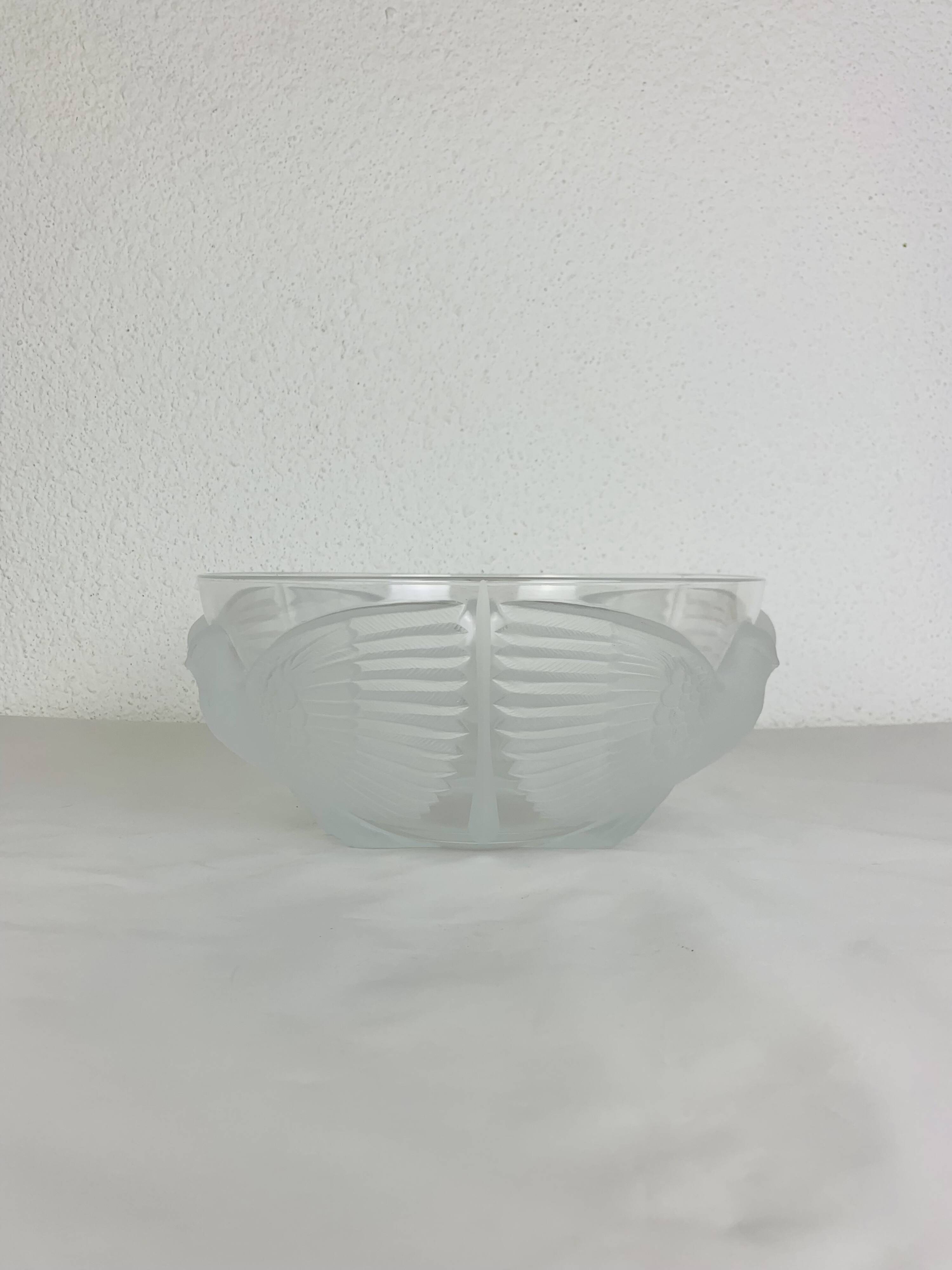 JG Durand Art Deco style crystal bird salad bowl