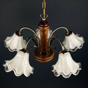 Vintage Murano glass chandelier and wood, Italy, 1970s