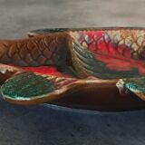 Plat à compartiments pour apéritif en céramique de vallauris  forme de poisson vintage 34 cm
