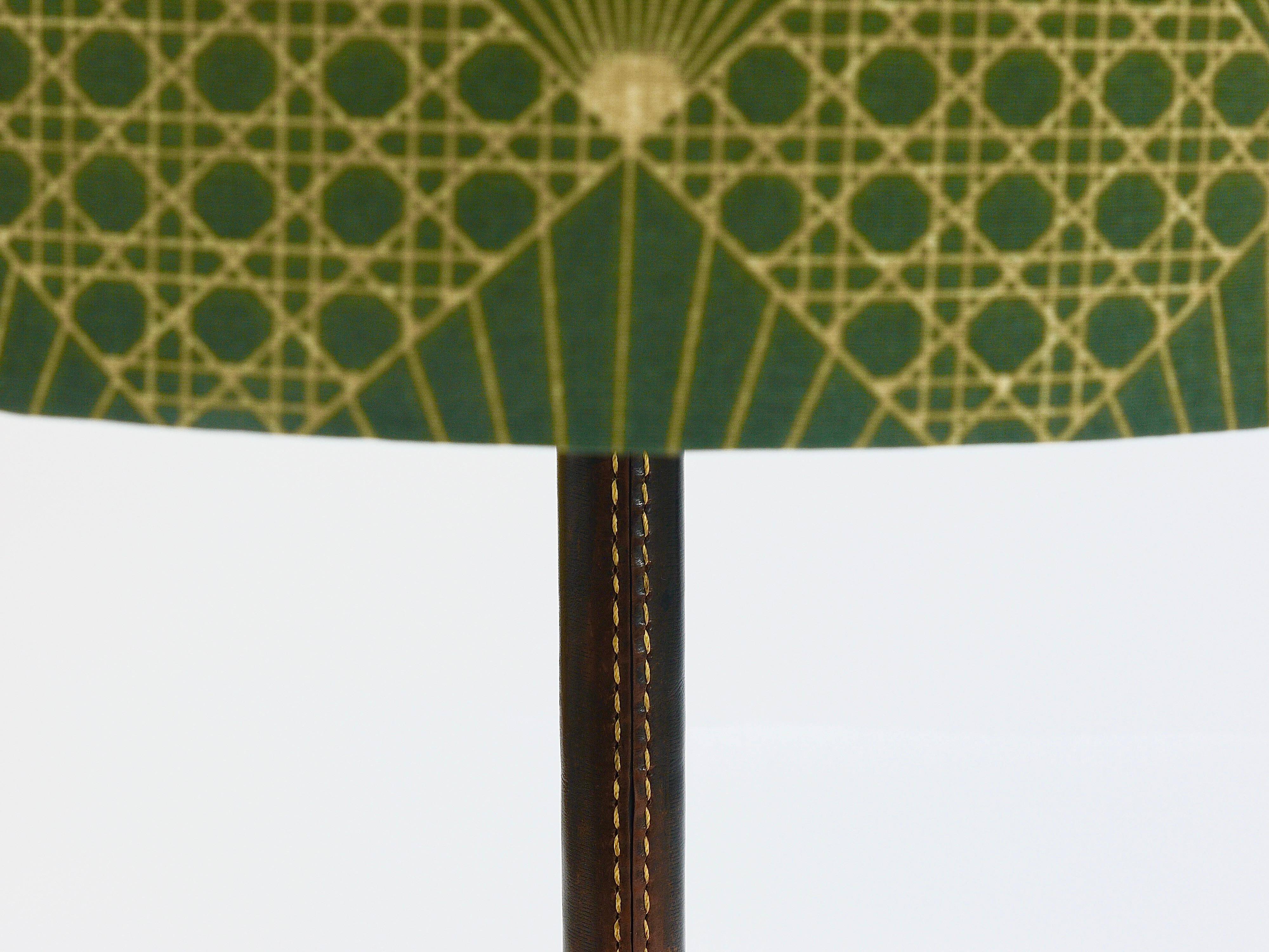 Pair of table lamps or accent lamps in brass and leather by J.T. Kalmar, Mid-Century, Austria, 1960s.