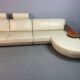 Exceptional Mid-Century Frighetto Italian Cream Leather Landscape Sofa with