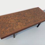 Vintage rectangular coffee table by Dieter Wackerlin in wood mosaic.