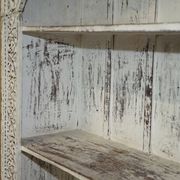 Large antique Anglo-Indian library in carved solid wood with original paint.