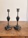 Pair of Antique Patinated Bronze and Brass Candle Holders Napoleon III Fireplace Garnish