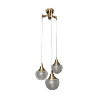 Suspension 3 gouttes d'eau doré en verre Murano