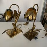 Table lamps in brass and enamel