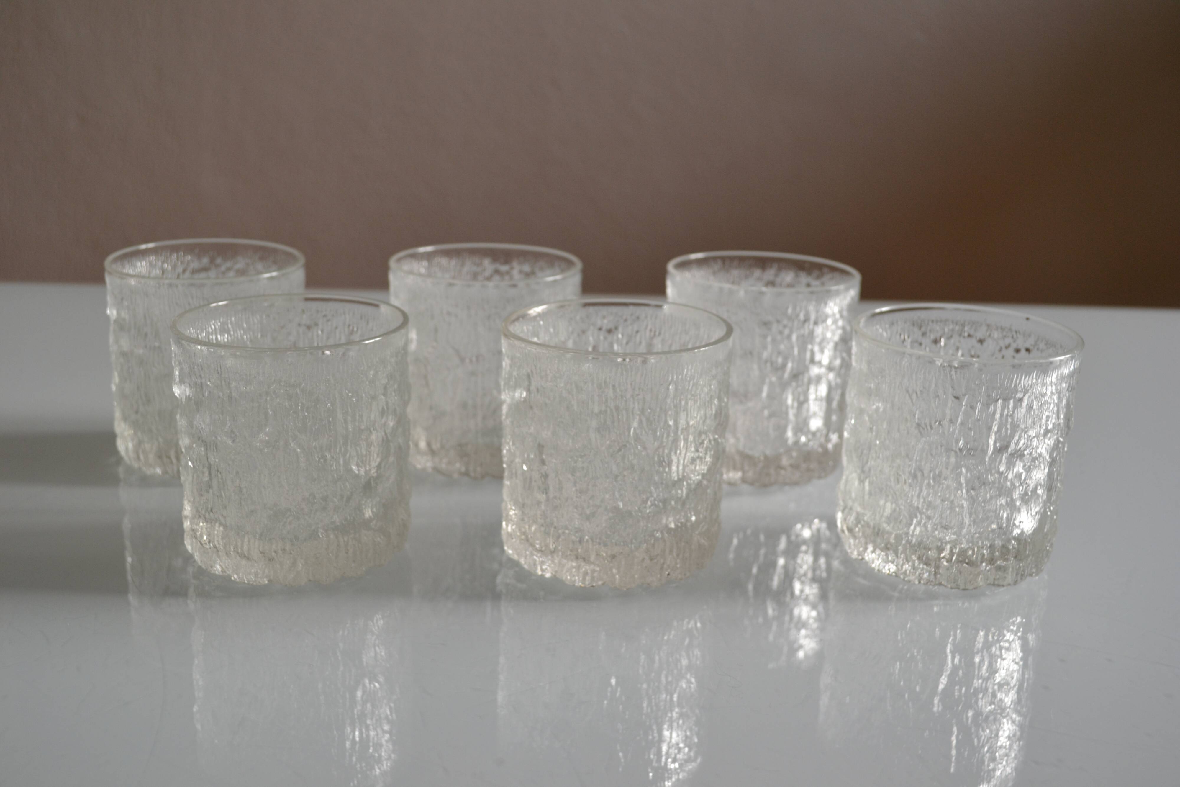 set of 6 vintage textured glasses 1980 by Charlotte Hutte @ Goebel Germany